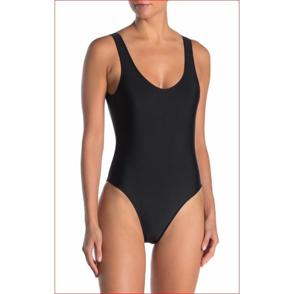 Kendall + Kylie Womens One Piece Swimsuit Low Back Logo Straps Black XS NWT
